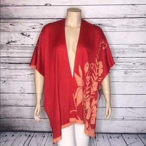Coldwater Creek One Size O/S Floral Print Reversible Scarf Poncho Cover-Up